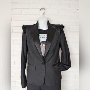 Robert Rodriguez Black Satin Lapel Blazer